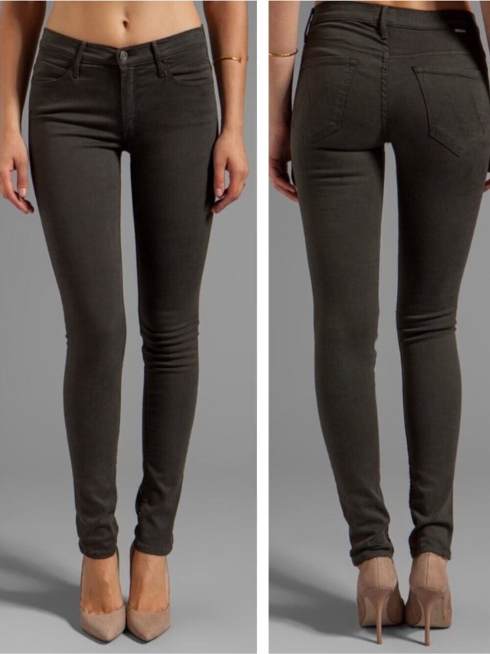 FREJA + MOTHER The Muse Dye Skinny Jean In Hematite Gray Size 28